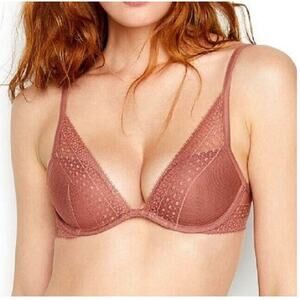 Victoria's Secret Bra 32DD Incredible Plunge Orange Lightly Padded Burnt Orange